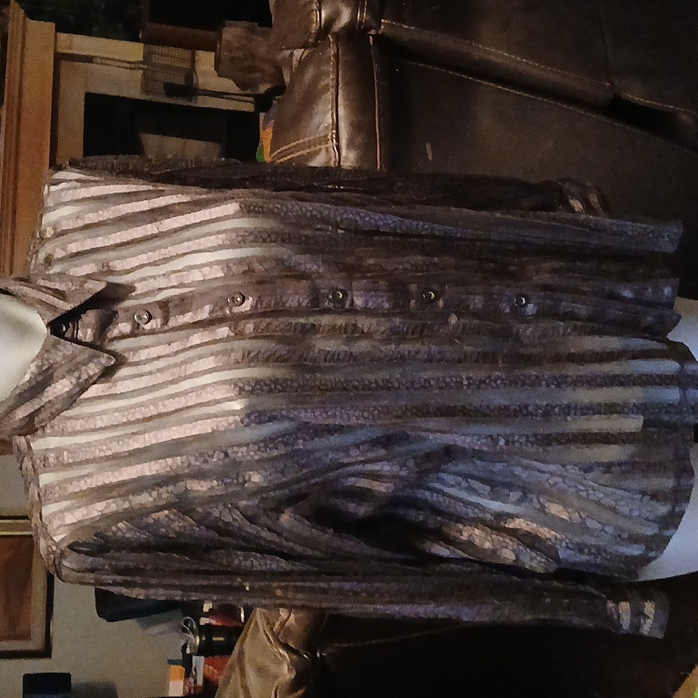 Alfred Dunner Black Sheer‎ Striped Blouse. Sz 16petite